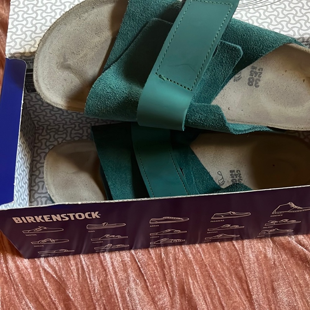 Turquoise Birkenstocks barely worn like new new style